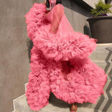 Mqtime Maternity Photography Dress Bridal Fluffy Tulle Robe Women Ruffle Long Tulle Dresses Photo Shoot Beach Birthday Party Clothes