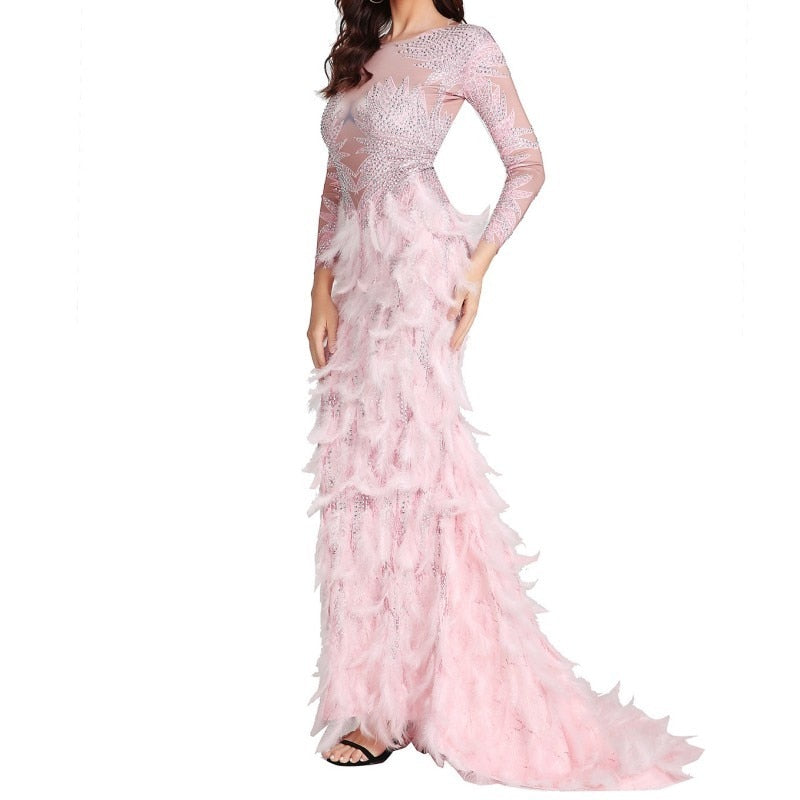 Mqtime Sexy Maternity Dress Rhinestone Tulle Patchwork Dress Mesh Feather Dress Baby Shower Dress Maternity Photography Clothing