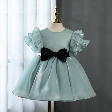 Mqtime Girl Royal Boutique Dress Kids Birthday Baptism Dresses For Children Elegant Big Bow Frocks Girls Eid Luxe Dresses