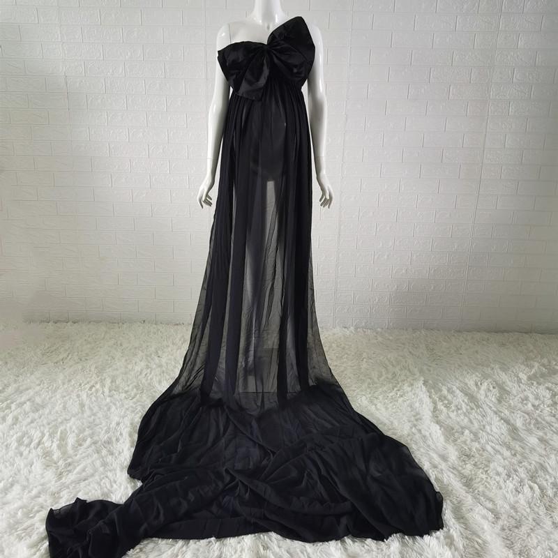 Mqtime Maternity Photography Props Bow Dresses Pregnant Woman Backless Irregular Photo Shoot Long Dresses