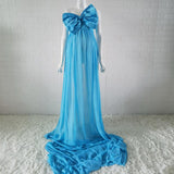 Mqtime Maternity Photography Props Bow Dresses Pregnant Woman Backless Irregular Photo Shoot Long Dresses