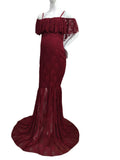 Mqtime Mermaid Maternity Lace Gown Pregnant Women Off Shoulder Strap Ruffles Maxi Photography Dress Elegant Pregnancy Dress Photo Prop