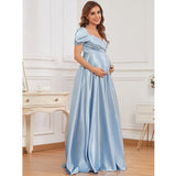 Mqtime Maternity Photography Dress Pregnant Women's High Waist Baby Shower Dress Sexy V-neck Backless Maxi Dress Maternity Gown