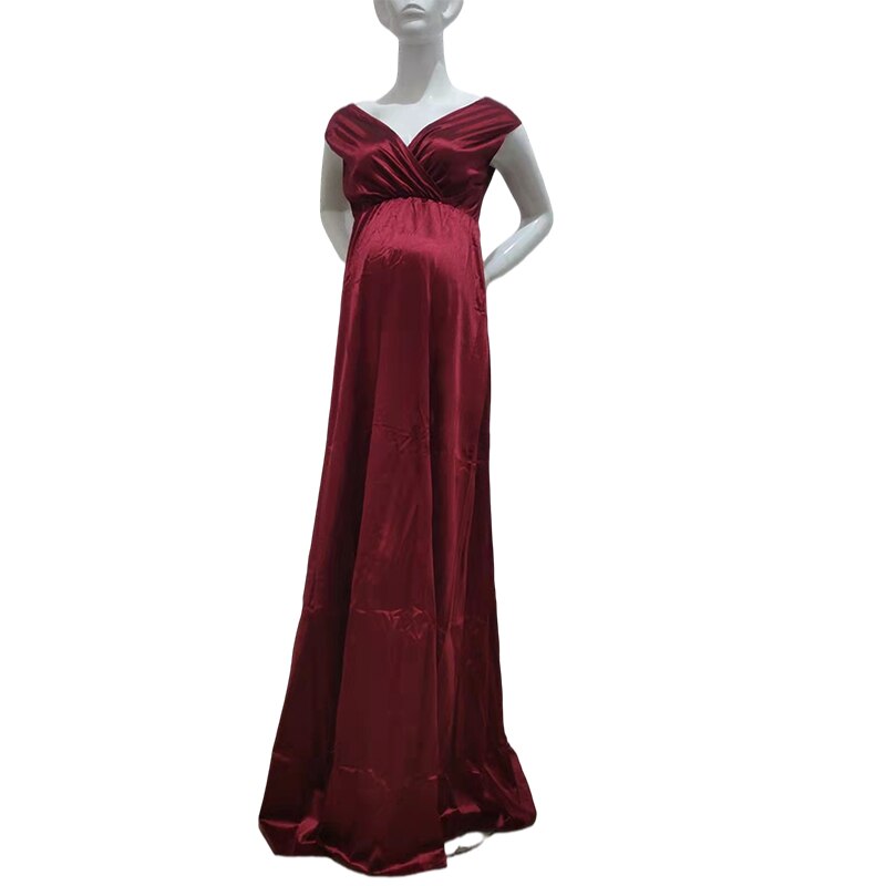 Sexy Maternity Photography Dress Long Baby Showers Party Dress Maternity Evening Dress Pregnancy Silk Maxi Gown Photography Prop