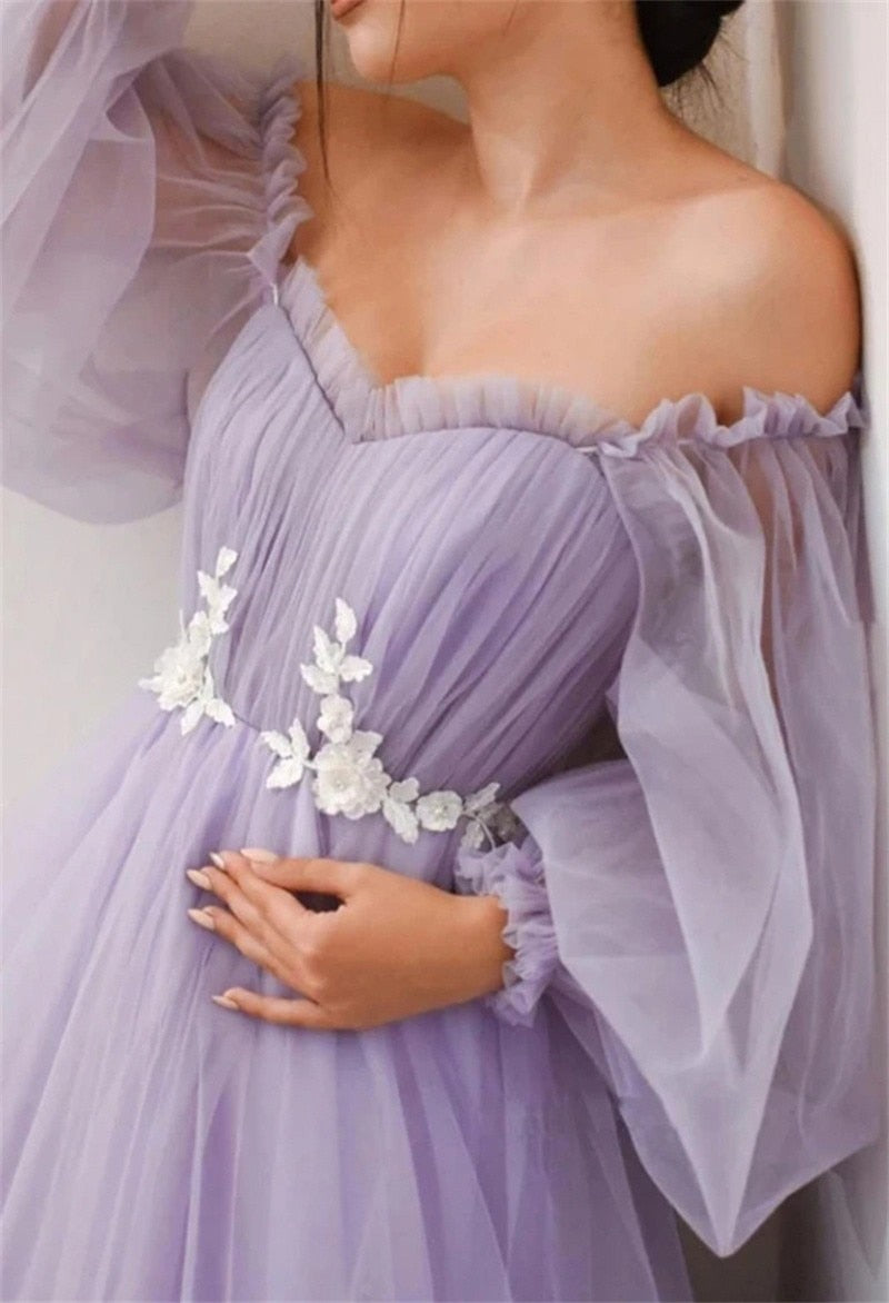 Mqtime Maternity Dresses For Baby Showers Sexy Long Tulle Pregnant Women Photography Shoot Party Wedding Pregnancy Maxi Gown Photo Prop