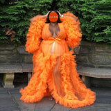 Mqtime Maternity Photography Dress Bridal Fluffy Tulle Robe Women Ruffle Long Tulle Dresses Photo Shoot Beach Birthday Party Clothes