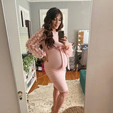 Mqtime Women Flower Skirt Maternity Photography Props Stretch Maxi Gown Long Maternity Dresses For pregnant Photo Shoot Clothing