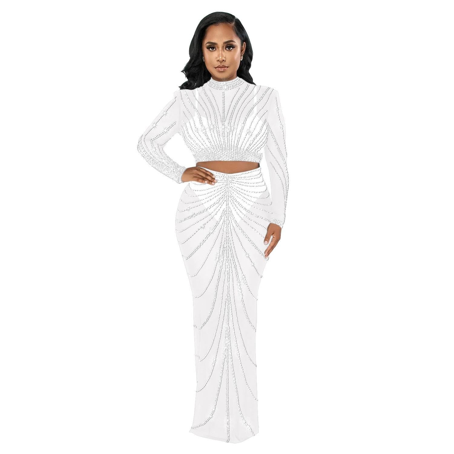 Mqtime 2pcs Maternity Photography Dress Set Sexy Perspective Mesh Nail Drill Dress Pregnant Woman Photo Shoot Clothes Daily Dress Suit
