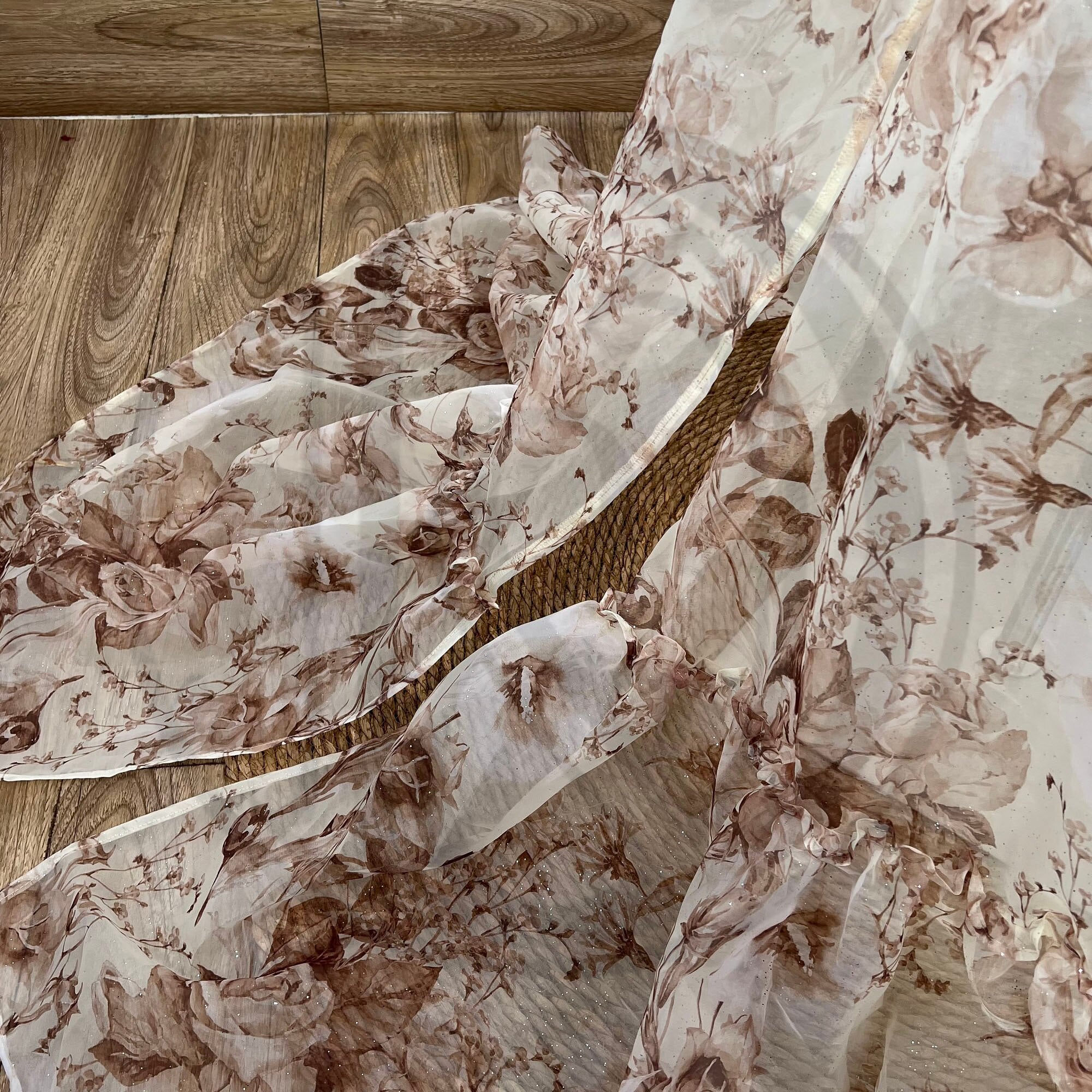 Mqtime A Suit Smoothy Organza Maternity Photography Dress Puff Sleeves Floral Gown Pregnant Photo Shoot Woman Clothes Party Costume