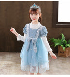 4-12Y Kids Spain Autumn Spring Bow Dress Girls Children Pink Tullefrock Toddler Princess Dresss Mesh Dress lolita Princess skirt