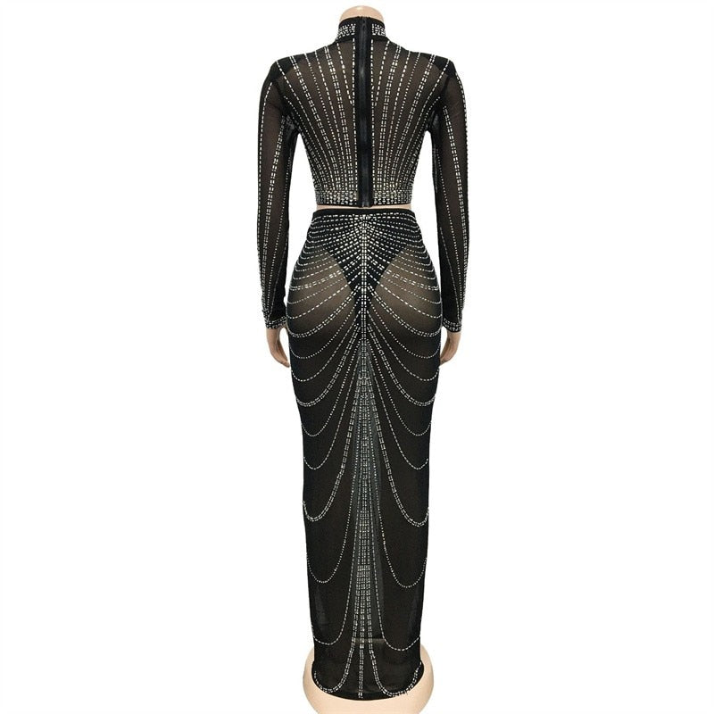 Mqtime 2pcs Maternity Photography Dress Set Sexy Perspective Mesh Nail Drill Dress Pregnant Woman Photo Shoot Clothes Daily Dress Suit