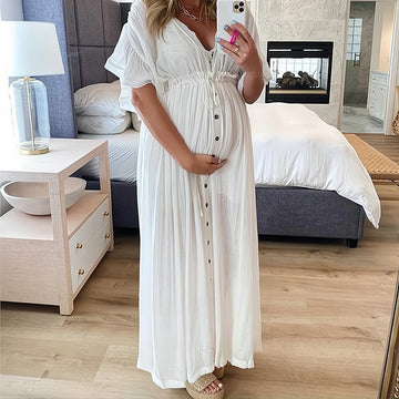 Mqtime Cotton Premama Photography Dresses Props New Boho Maternity Pregnant Gown Baby Shower Photo Shoot Wedding Dress Accessories