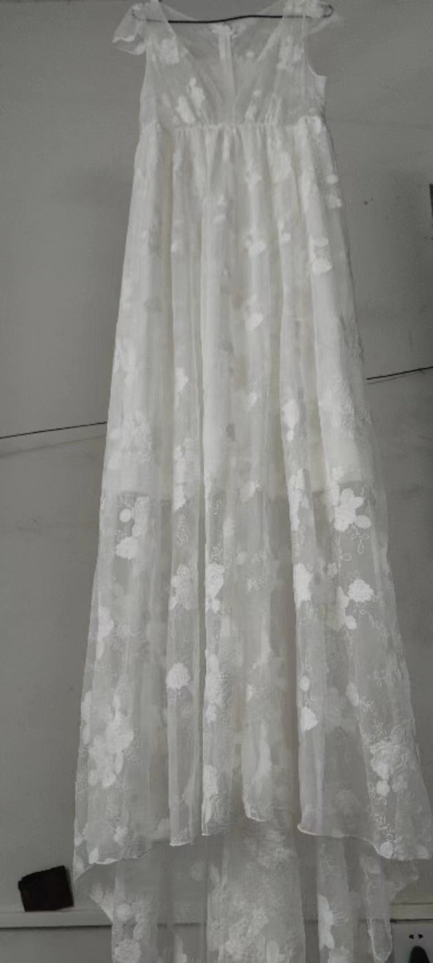 Mqtime Lace Maternity Photography Props Long Dresses V-Neck See Through Maternity Photo Shoot Dress Plus Size