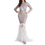 Mqtime Sexy Maternity Dress Rhinestone Tulle Patchwork Dress Mesh Feather Dress Baby Shower Dress Maternity Photography Clothing
