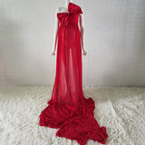 Mqtime Maternity Photography Props Bow Dresses Pregnant Woman Backless Irregular Photo Shoot Long Dresses