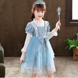 4-12Y Kids Spain Autumn Spring Bow Dress Girls Children Pink Tullefrock Toddler Princess Dresss Mesh Dress lolita Princess skirt