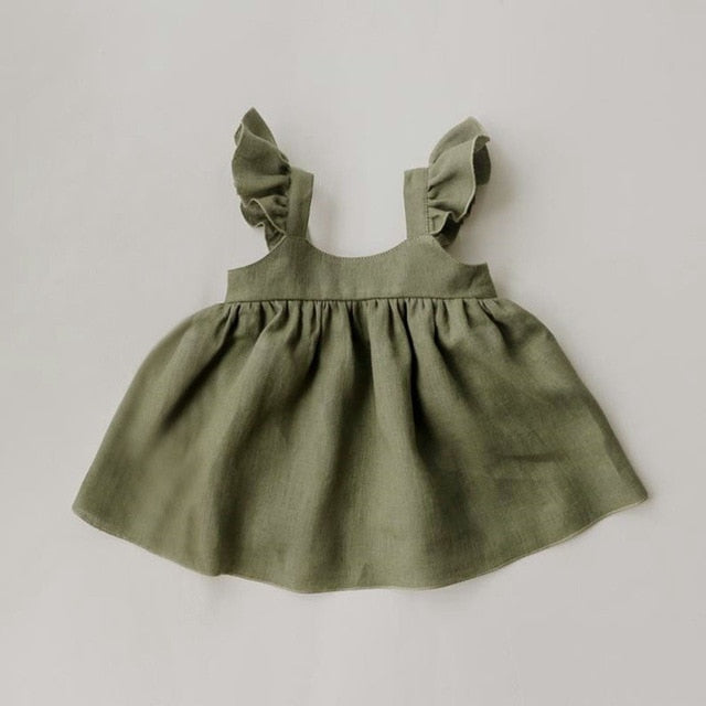 Baby Girl Dresses Summer Soft Cotton Linen Solid Color Newborn Baby Girl Clothes Cute Infant toddler Girls Clothing