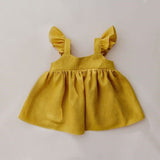 Baby Girl Dresses Summer Soft Cotton Linen Solid Color Newborn Baby Girl Clothes Cute Infant toddler Girls Clothing