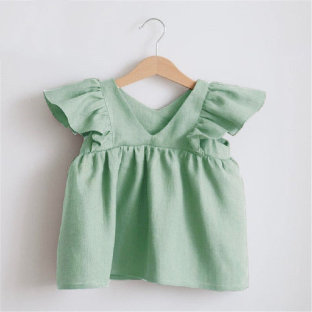 Baby Girl Dresses Summer Soft Cotton Linen Solid Color Newborn Baby Girl Clothes Cute Infant toddler Girls Clothing