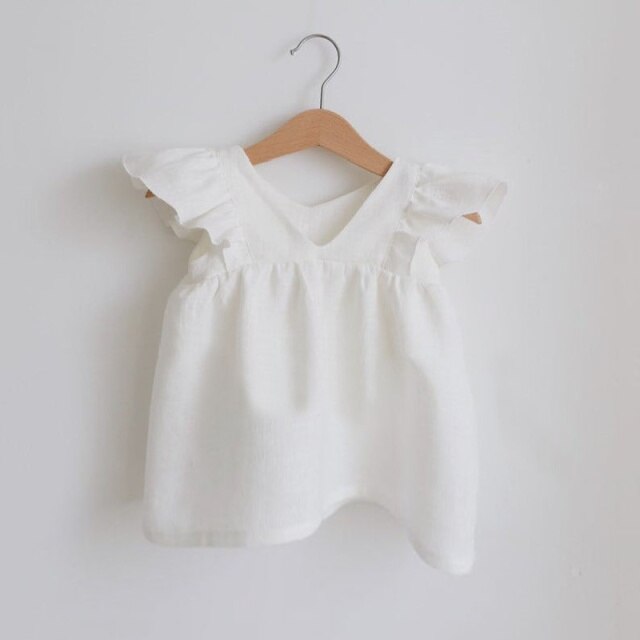 Baby Girl Dresses Summer Soft Cotton Linen Solid Color Newborn Baby Girl Clothes Cute Infant toddler Girls Clothing
