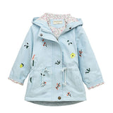 2021 Spring Autumn Girls Windbreaker Coat Jackets Baby Kids Flower Embroidery Hooded Outwear For Baby Kids Coats Jacket Clothing