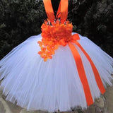 Mqtime Girls Pink Petals Lace Tutu Dress Kids Flower Dress Ball Gown with Ribbon Bow Children Christmas Wedding Party Costume Dresses