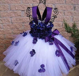 Mqtime Girls Pink Petals Lace Tutu Dress Kids Flower Dress Ball Gown with Ribbon Bow Children Christmas Wedding Party Costume Dresses