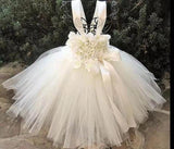 Mqtime Girls Pink Petals Lace Tutu Dress Kids Flower Dress Ball Gown with Ribbon Bow Children Christmas Wedding Party Costume Dresses
