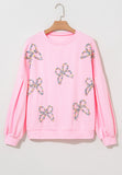 MQTIME  -  Bow Round Neck Long Sleeve Sweatshirt
