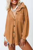 MQTIME  -   Waffle-Knit Collared Neck Long Sleeve Shirt