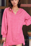 MQTIME  -  Notched Long Sleeve Oversize Sweatshirt