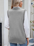 MQTIME  -  Buttoned Round Neck Sweater Vest