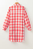 MQTIME  -  Plaid Collared Neck Long Sleeve Shirt Dress