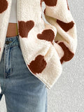 MQTIME  -  Heart Zip Up Drop Shoulder Furry Jacket
