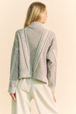 MQTIME  -  Davi & Dani Cable-Knit Turtleneck Dropped Shoulder Sweater