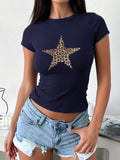 MQTIME  -  Devine Star Round Neck Short Sleeve T-Shirt
