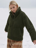 MQTIME  -   Turtleneck Zip Up Long Sleeve Plush Jacket