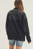 MQTIME  -  Full Size Distressed Long Sleeve Denim Jacket