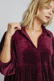 MQTIME  -  Umgee Full Size Polka Dot Button Up Half Sleeve Shirt