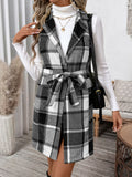 MQTIME  -   Perfee Tied Plaid Vest Coat