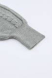 MQTIME  -  Cable-Knit Surplice Lantern Sleeve Sweater Dress