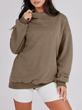 MQTIME  -  Mock Neck Drop Shoulder Long Sleeve Sweatshirt