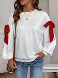 MQTIME  -   Perfee Bow Round Neck Long Sleeve Sweatshirt