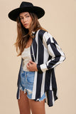 MQTIME  -  Annie Wear Striped Dropped Shoulder Button Up Shirt