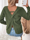 MQTIME  -  Perfee Twisted V-Neck Long Sleeve Sweatshirt