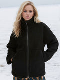 MQTIME  -   Turtleneck Zip Up Long Sleeve Plush Jacket