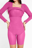 MQTIME  -  Basic Bae Full Size Built-In Shapewear Square Neck Long Sleeve Dress