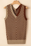 MQTIME  -  Striped Contrast V-Neck Sweater Vest