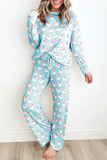 MQTIME  -  Santa Print Long Sleeve Top and Pants Lounge Set