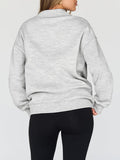 MQTIME  -  Mock Neck Drop Shoulder Long Sleeve Sweatshirt
